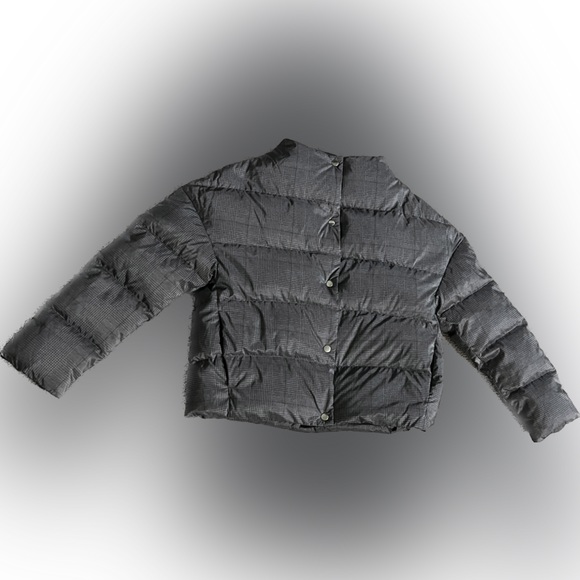 Theory- Glen PLAID High Neck DOWN Jacket- PUFFER.Women small Grey - Picture 1 of 5